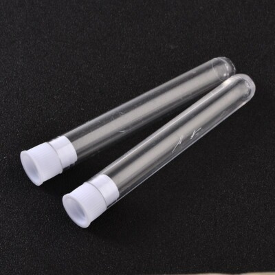 100 pcs Clear Tube Plastic Bead Containers with Lid Jewelry Display 74.5x12mm