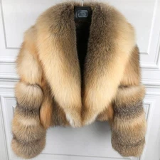 New 2025 Women's Real Fox Fur Coats With Big Lapel Thick Natural Fur Outerwears 