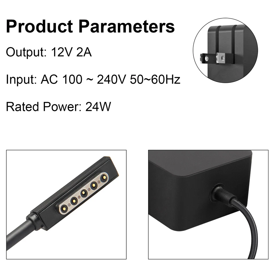24W 12V 2A Charger For Microsoft Surface RT / Pro 1/2 Power AC Adapter 1512 1513 - Image 4 of 4