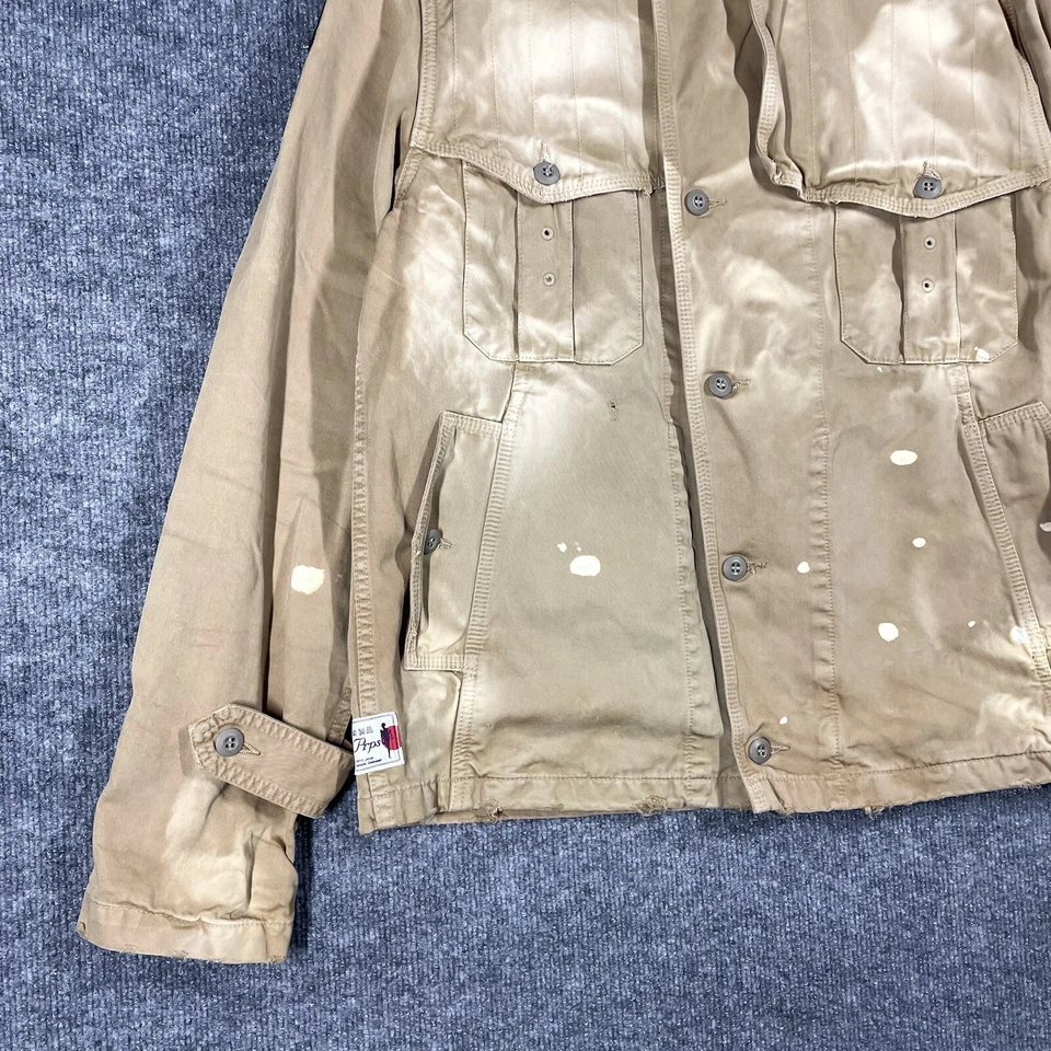 Chaqueta Militar DE COLECCIÓN PRPS x Zimbabwe Grande Japón Segunda Guerra Mundial Lona Envejecida Caqui Foto 4 de 4