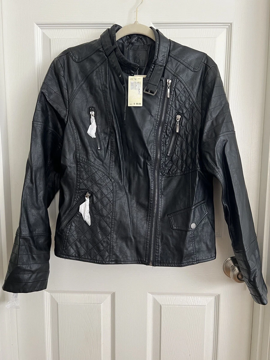 Max Edition Black Leather Jacket Sz XL NWT | eBay