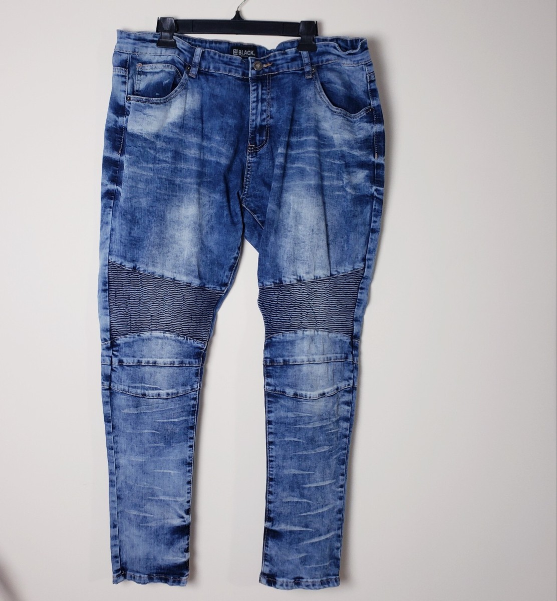 CJ Black Premium Skinny Flex Moto Blue Acid Wash Denim Jeans Size