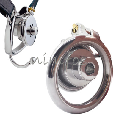 Upgrade Sissy Inverted Chastity Cage with Plug Flat Negative Cages with Tube