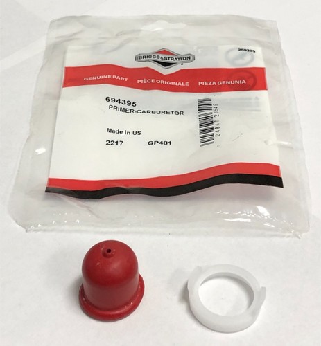 BRIGGS & STRATTON PART# 694395, CARBURETOR PRIMER BULB AND PLASTIC RING-OEM