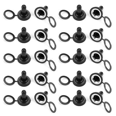 20Pcs/set 12mm Rocker Toggle Switch Waterproof Rubber Cap Boot Cover - Black