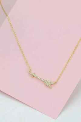 1Ct Round Cut VVS1 D Diamond Arrow Pendant 14K Yellow Gold Finish 18'' Free Chain