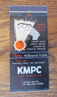 Kmpc RADIO STATION MATCHBOOK COVER: KMPC LOS ANGELES, CALIFORNIA EMPTY ...