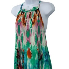 Tie Dye Watercolor Maxi Dress Womens Size M Sleeveless Halter Buddy Love