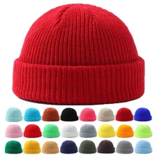 Winter Warm Knit Cuffed Beanie Men Women Fisherman Watch Cap Skull Cap Daily Hat