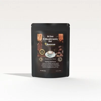 MYSUCCUS Mushroom Hot Cocoa Blend with 9 Mushrooms | Organic | Instant | 100g
