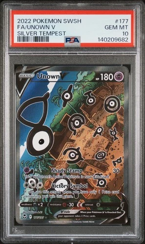 2022 POKEMON SWORD & SHIELD SILVER TEMPEST #177 FULL ART/UNOWN V PSA 10
