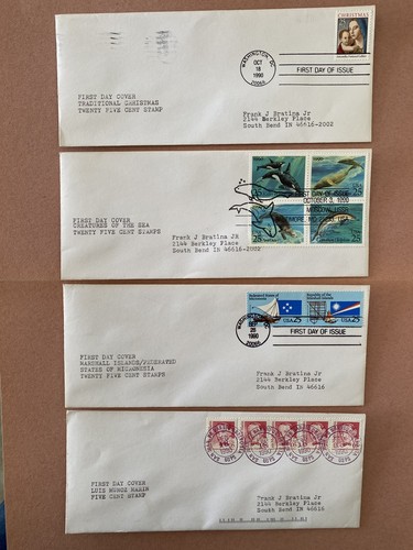 4 - 1990 FDC Sea Creatures, Marshall Islands, Luis Marin, Christmas - Picture 1 of 1