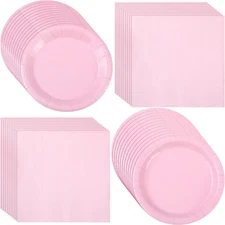400 Pcs Pink Party Supplies 100 9 Inch Plates 100 7 Inch Plate 200 Disposable...