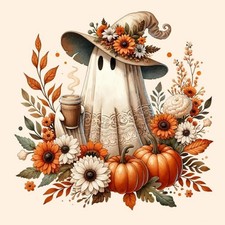 Halloween Paint by Numbers Kit for Adults,Ghost DIY Oil Painting 14x14In ..