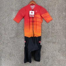 Castelli Rosso Corsa Cycling Speed Suit Orange Black Mens XL Triathlon