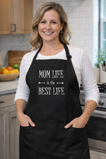 Mom Life Cooking Apron Adjustable Kitchen Gift Funny Chef With Pockets BBQ