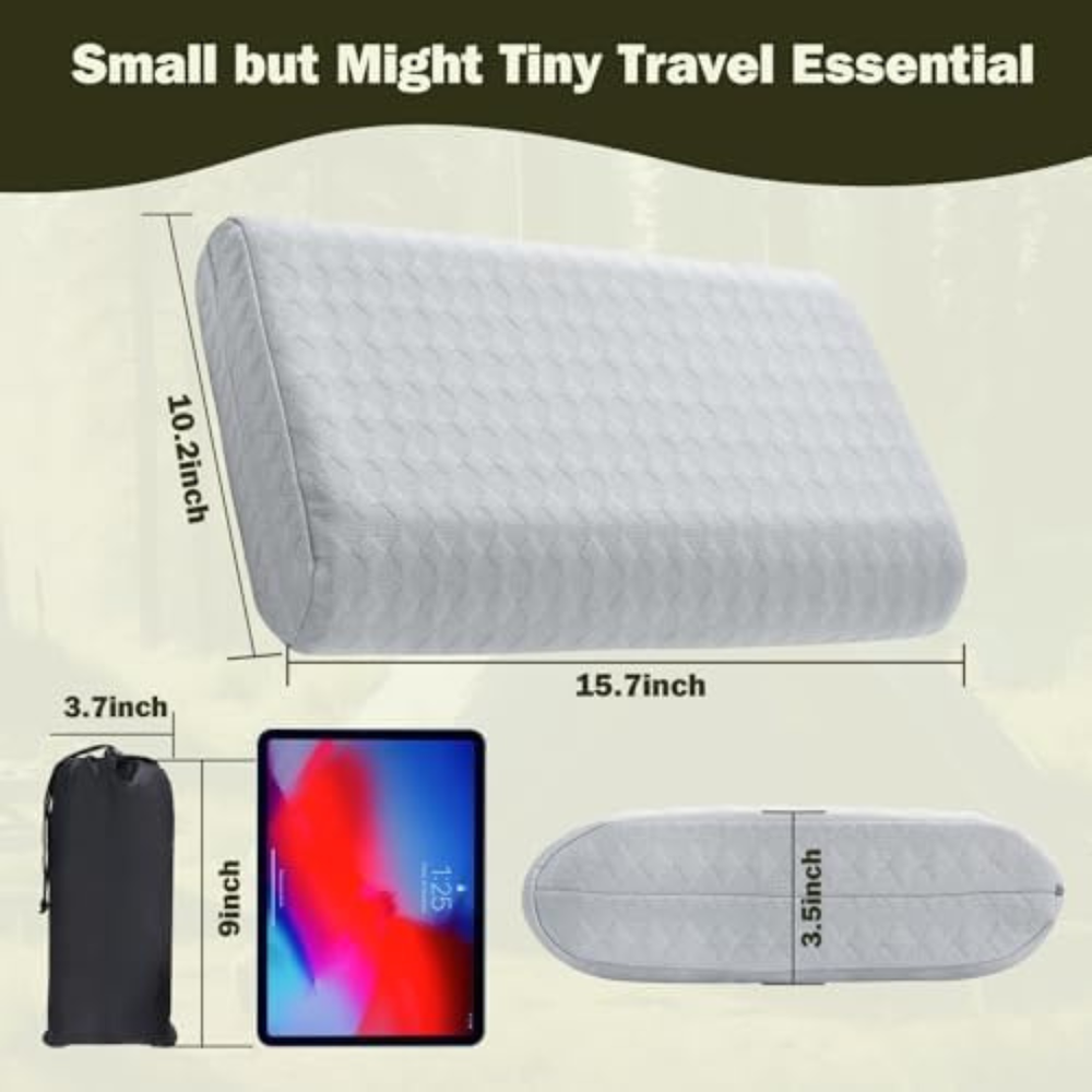 Travel Pillow, Memory Foam Pillow Compressible Camping Pillow with Washable C