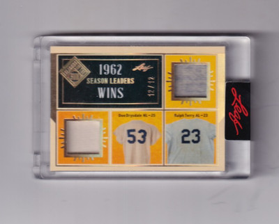 2024 DON DRYSDALE/RALPH TERRY LEAF SEASONS IN THE SUN GU DUAL JERSEY 12/12 LA/NY