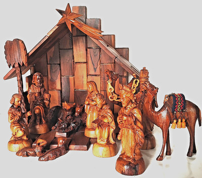 Holzkrippe Olivenbaum Weihnachten Krippe Holy Land Olive Wood Bethleem 14 Elemente