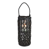 Laterne Weidengeflecht Mit Windlicht Glas Aus Naturmaterial Schwarz (B/H/T) 18X