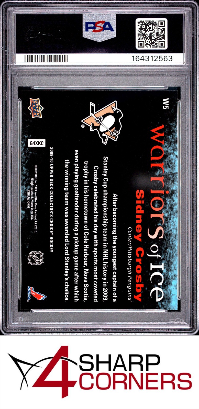 2009 UPPER DECK COLLECTOR'S CHOICE WARRIORS OF ICE #W5 SIDNEY CROSBY POP 3 PSA 9 view 2