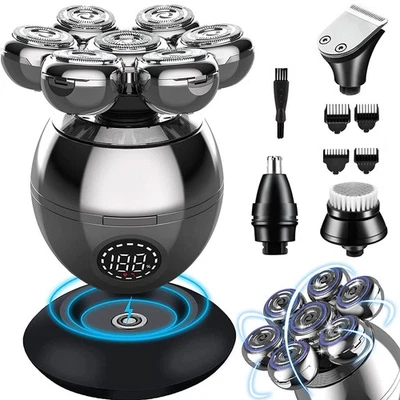 Cordless LCD Electric Shaver Mens Razor Wet Dry Rotary Shaver Rechargeable Razor