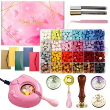 MONVICT 732 Pcs Wax Seal Stamp Kit Electric Wax Seal Warmer, 24 Colors