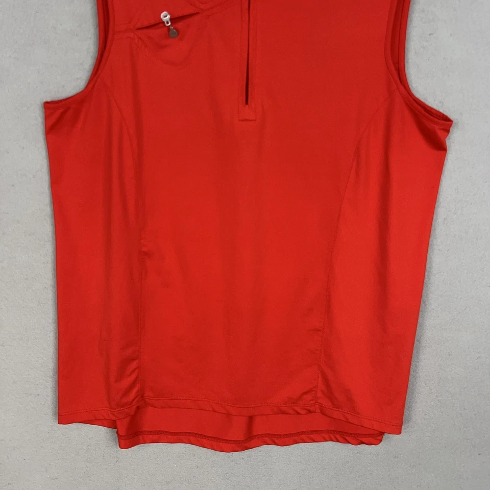 Camisa polo Jamie Sadock para mujer grande roja sin mangas cuarto cremallera golf elástica Foto 3 de 4