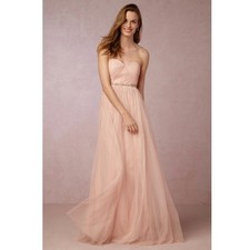 Jenny Yoo Blush Pink Convertible Annabelle Tulle Dress Maxi Gown Sz 2 Ethereal