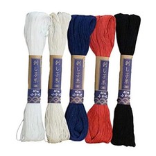 Yokota Sashiko Thread 5 Skein Essential Color Set Thin Sashiko Thread - Hoso 