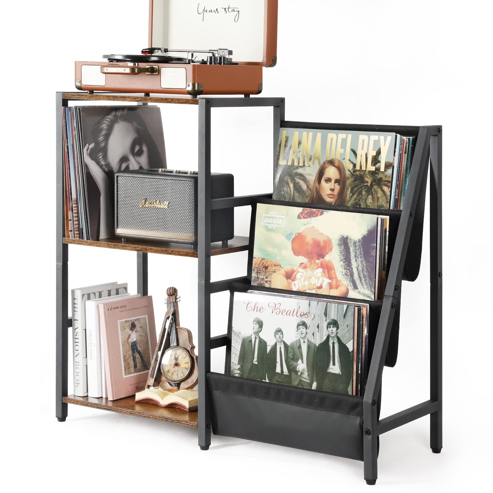 3-Tier Turntable Stand with Vinyl Record Storage – Compact & Stylish Record Player Stand-image