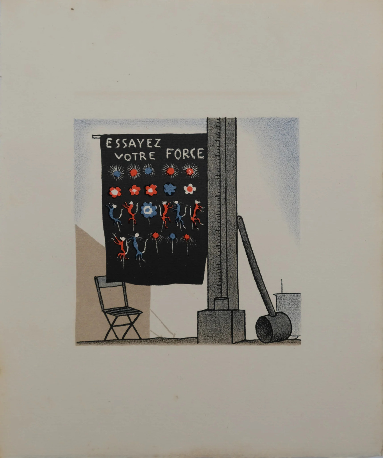 Lucien BOUCHER: La Máquina De Fuerza - Litografía Original