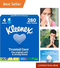 4 Pack of Trusted Care 2-Ply Facial Tissues - Soft, Strong  Stylish Designs
