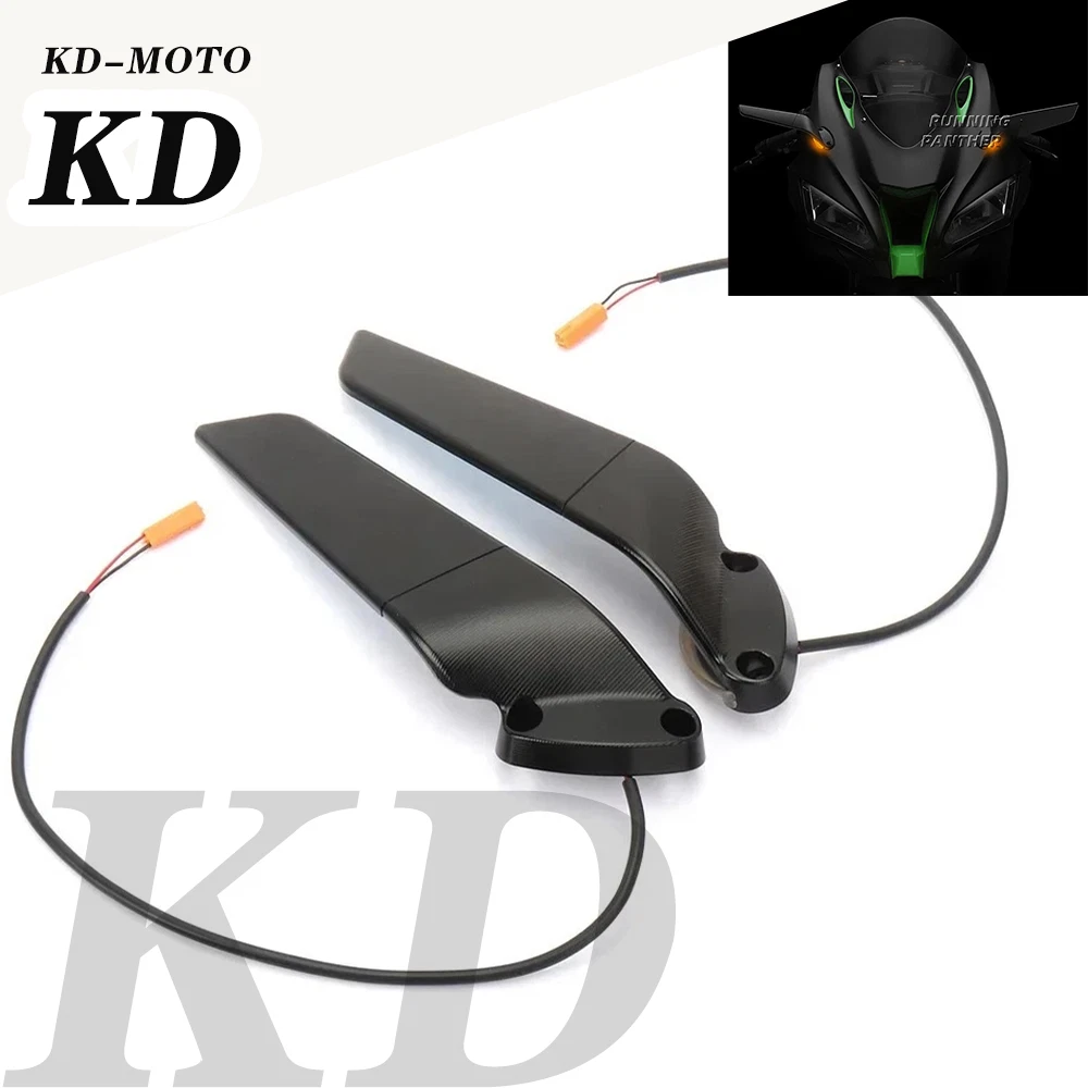 For Kawasaki Ninja 1000 ZX-10RR ZX-10R Wind Wing Rearview Mirror With LED Light