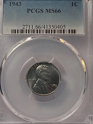 1943 P LINCOLN STEEL CENT PCGS MS66 UNC MS 66 WHEAT PENNY UNCIRCULATED COIN