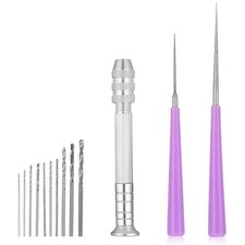 13PCS Diamond Tipped Bead Reamer for Jewelry Making, Purple, Silver