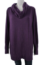 H By Halston Womens Purple Turtleneck Tunic Long Sleeve Rayon Spandex Size XL