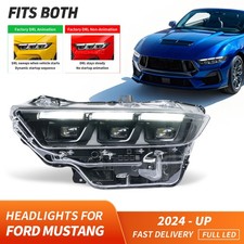 Full Led Headlight Black Driver W Led Module Wbulb For 2024-2026 Ford Mustang