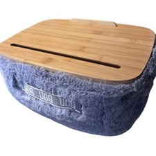 UGG Polar Faux Fur Gray & Wood Laptop Desk Pi...
