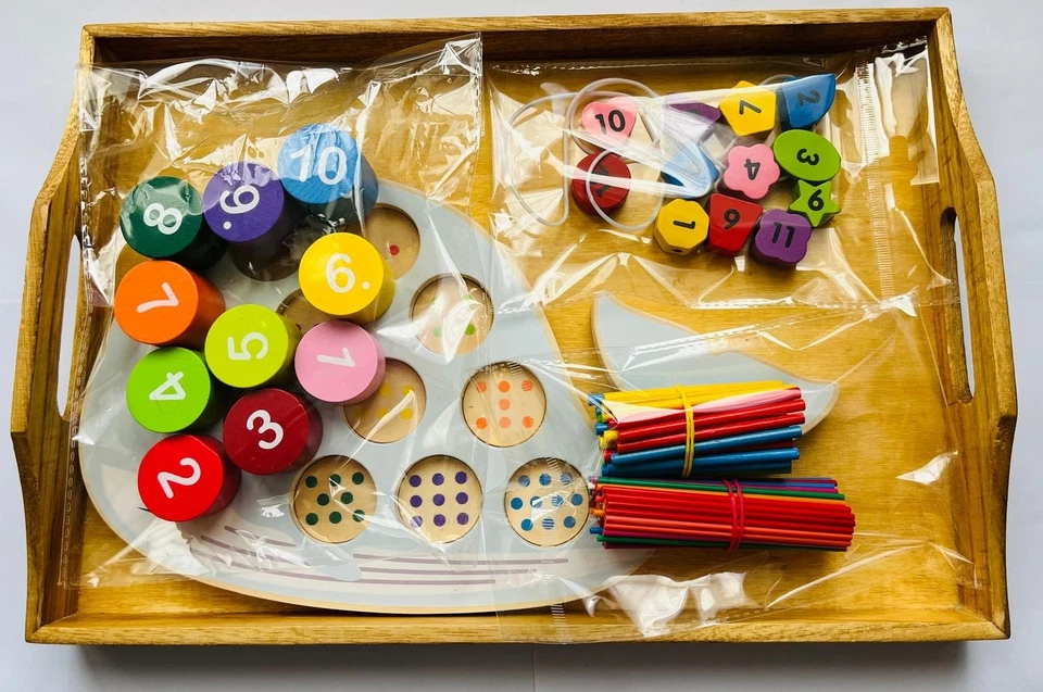 Vassoio Montessori a Forma di Balena Con Numeri 1-10  gioco educativo LIDANAH - Immagine 4 di 4