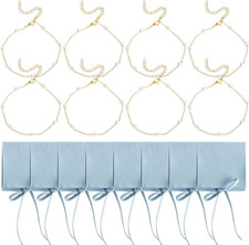 8 Set Bridesmaid Gift Pearl Bracelets with Jewelry Pouches