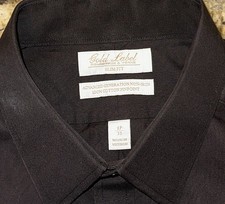 Roundtree  Yorke Gold Label Men  s Black Non-Iron EZ Wash Slim Fit Shirt - 17x33