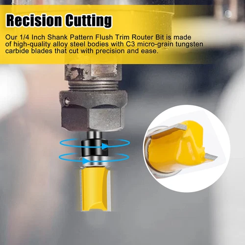 4 Stck. 1/4 Zoll Schaft Top Lager Bündig Trim Hartmetall Router Bit Set Fräser USA - Bild 3 von 11