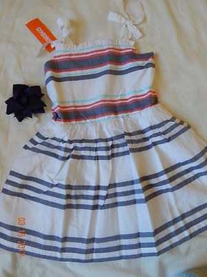 (2) Pc BNWT Gymboree Girls 5/5T Dress And Pony Holder Linen Nautical ...