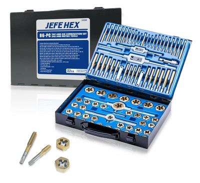 86pcs SAE & Metric Tap and Die Set for Coarse and Fine Threads, Creating or R...