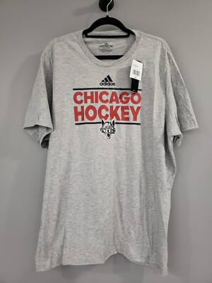 NEW ADIDAS 2XL Howlin' Wolf Chicago Wolves Hockey Adult Men's Tshirt shirt tee