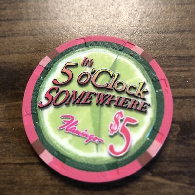 $5  Flamingo Margaritaville Green Inside  casino chip las vegas super rare