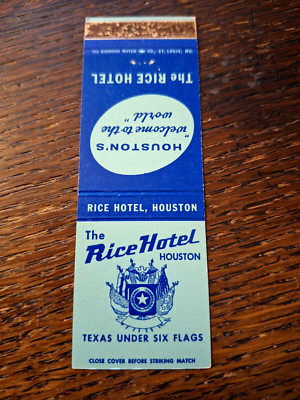 Vintage Matchbook: The Rice Hotel, Houston, TX | eBay