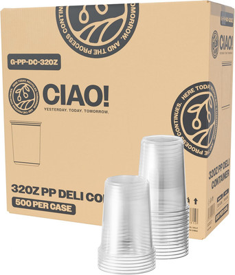 32OZ Polypropylene Clear Deli Container Matching Lids Sold Separately (Case Of