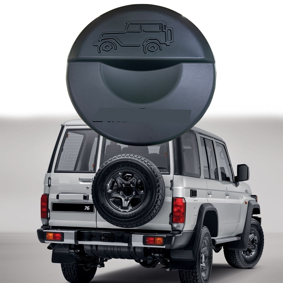 ABS Black Rear Spare Tire Tyre Cover Portecor Fit For Land Cruiser